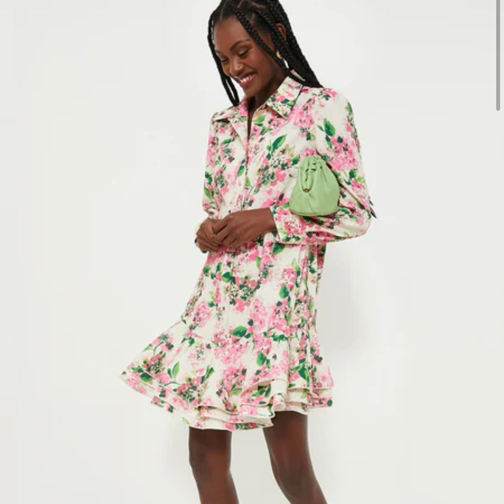 Gossamer Pink Hydrangea Callahan Shirt Dress